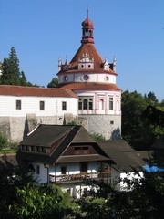 Fototapeta na wymiar The historic city panorama in South Bohemia - Jindrichuv Hradec