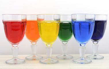 Happy St Patricks Day party rainbow color drinks 