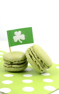 Happy St Patricks Day green macaron cookies 
