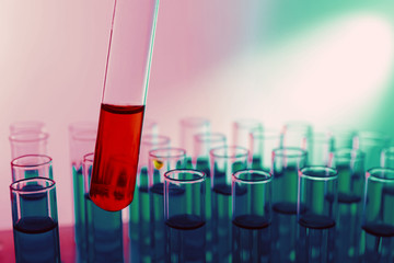 Test tube filled with red liquid