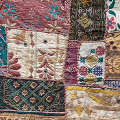 Asian patchwork carpet in Leh, Ladakh, India