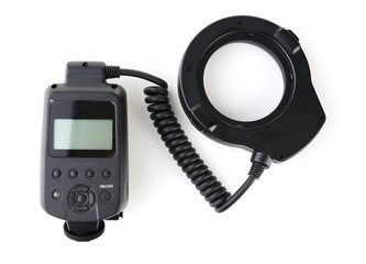 Ring flash of camera isolated on white