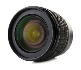 Lens of camera isolated on white