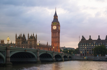 Fototapeta na wymiar LONDON, UK - JULY 21, 2014: Big Ben and Parliament in night