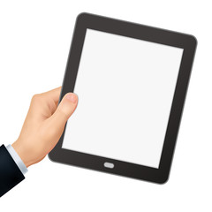 business concept: 3d hand holding a tablet