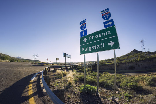 I17 Road Sign For Phoenix And Flagstaff, Arizona