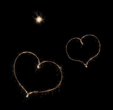 two hearts from sparkler