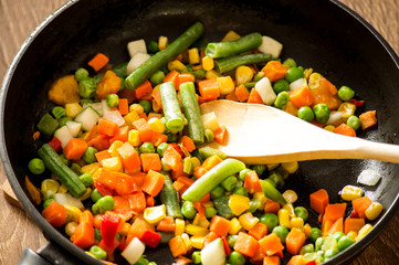 Vegetables in a frying pan