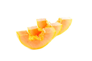 Fototapeta na wymiar whole papaya fruits on white background
