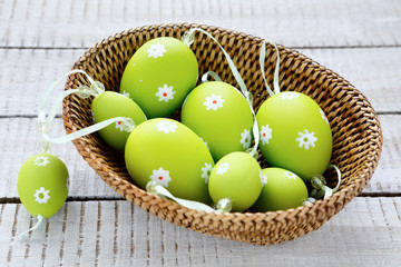 Easter garland of eggs in basket