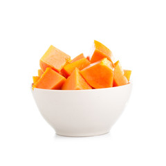 whole papaya fruits on white background