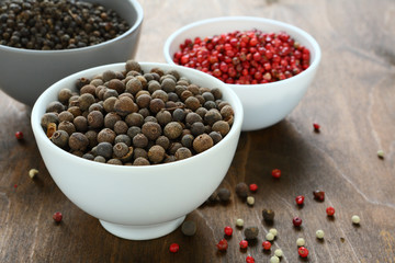 Mixed peppercorns in a bowls
