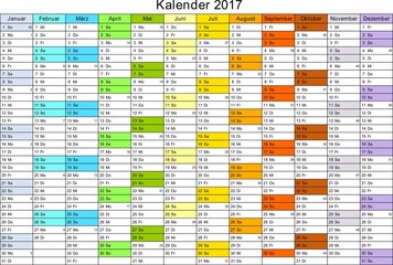 Kalender 2017 universal - ohne Feiertage