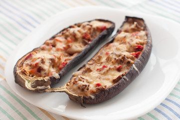Stuffed Eggplant with Fried Vegetables