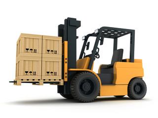 Forklift truck and box