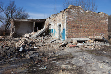 Ruins of the brick building