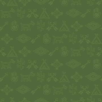 seamless background with native american symbols