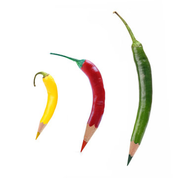 Drei Chili-Farbstifte