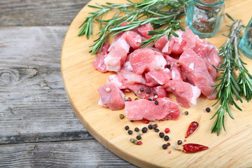 Raw meat, herbs and spices