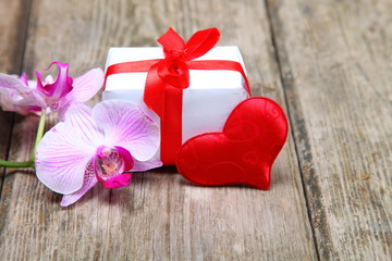 Holidays gift and red heart