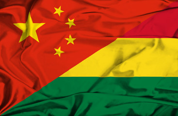 Waving flag of Bolivia and China