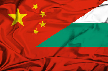 Waving flag of Bulgaria and China