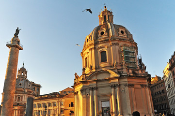 Tramonto romano - Colonna Traiana e SS Nome di Maria