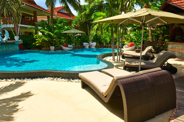 Luxury poolside area