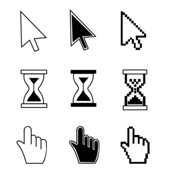 Vector illustration hand cursor hourglass