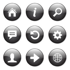 Web Internet Black Vector Button Icon Design Set