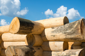 Construction of the handcrafted scribe fit log house