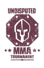 MMA tournament grunge emblem with spartan helmet, eps10