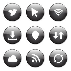 Web Internet Social Black Vector Button Icon Design Set