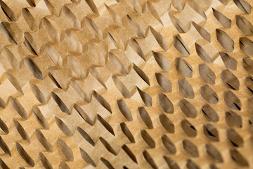 Closeup of brown paper packaging