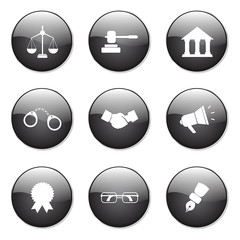 Law Sign Black Vector Button Icon Design Set