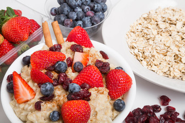 Oatmeal with Blueberries Strawberries Cranberries and Cinnamon C