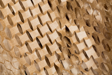 Closeup of brown paper packaging