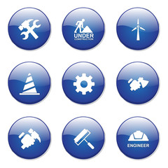 Construction Tools Blue Vector Button Icon Design Set 2