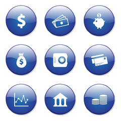 Financial Banking Blue Vector Button Icon Design Set