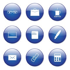 Office Work Blue Vector Button Icon Design Set