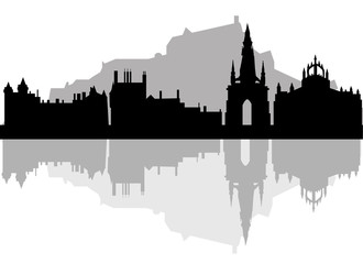Edinburgh skyline - black and white vector illustration
