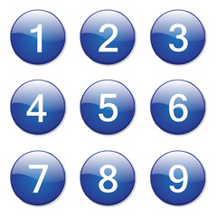 Numbers Counting Blue Vector Button Icon Design Set