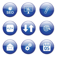 SEO Internet Sign Blue Vector Button Icon Design Set 6