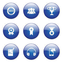 SEO Internet Sign Blue Vector Button Icon Design Set 9