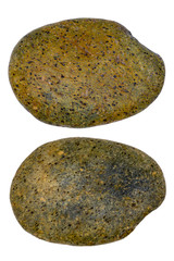 The round stone is isolated on a white background