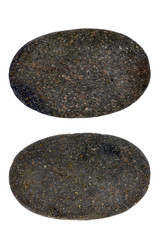 The round stone is isolated on a white background