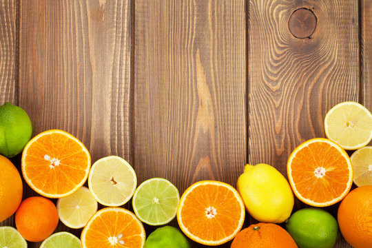 Citrus Fruits. Oranges, Limes And Lemons