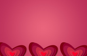 Cartolina con tre cuori alla base