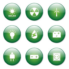 Energy Sign And Symbol Green Vector Button Icon