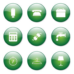 House Equipments Green Vector Button Icon Design Set